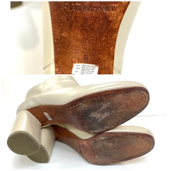 Rachel Comey Leather Ankle Block Heel Boots In Cream Size 8 - Picture 10 of 12